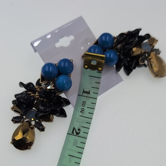 J. Crew Blue and Gold Cluster Earrings - Picture 5 of 5